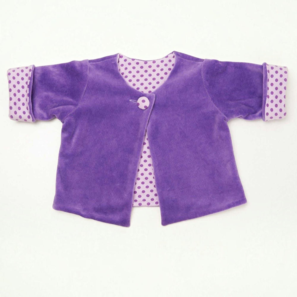 Baby Set pdf Schnittmuster PLINIO FILIPPA BUBU – Overall, Jacke & Mütze 56/62–92/98, lila Wendejacke für Babys