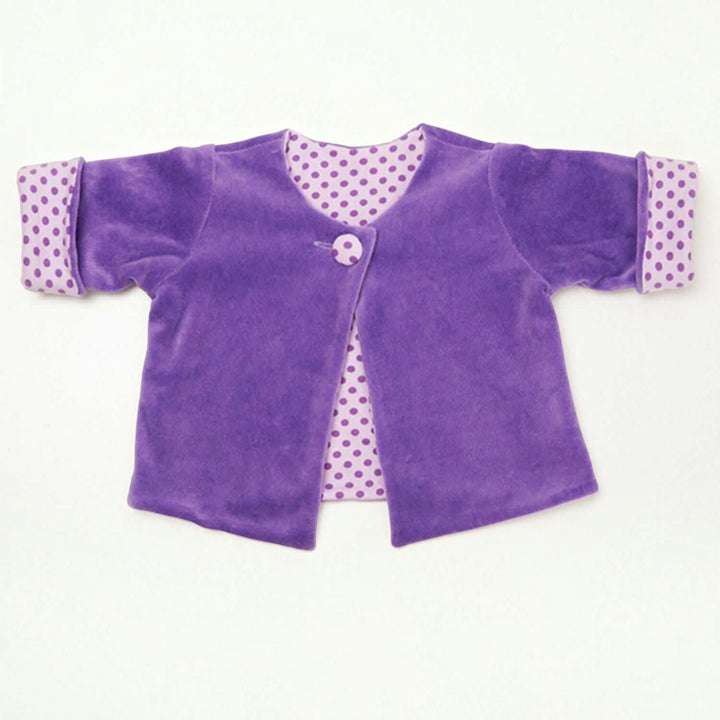 Baby Set pdf Schnittmuster PLINIO FILIPPA BUBU – Overall, Jacke & Mütze 56/62–92/98, lila Wendejacke für Babys