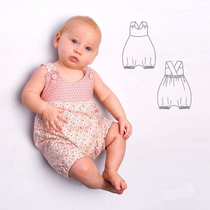 Baby Overall PDF Schnittmuster LUNA CHARLOTTE – 2-in-1 Set 50/56–86/92