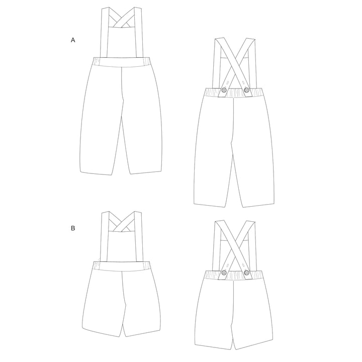 Sewing Pattern Bib Overalls MAX PDF 2 in 1 Sizes 6m-7y