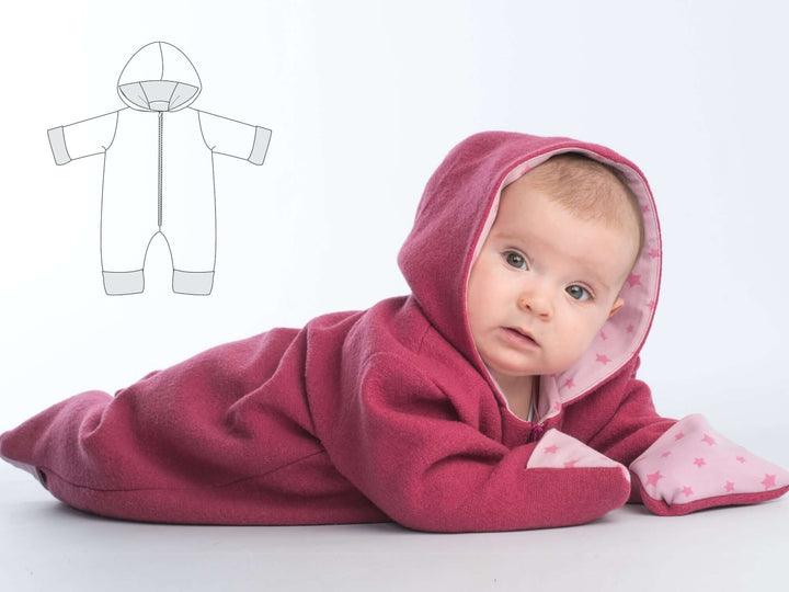 SOLE Schnittmuster Kapuzenstrampler (PDF) – mit Reißverschluss