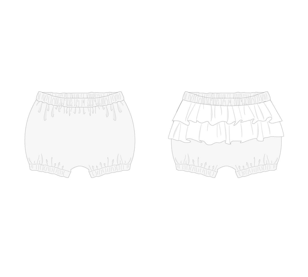 Schnittmuster Baby Twinset Babykleid Hängerchen und Pumphose CLARA EMI - kurze Pumphosen mit Rüschen