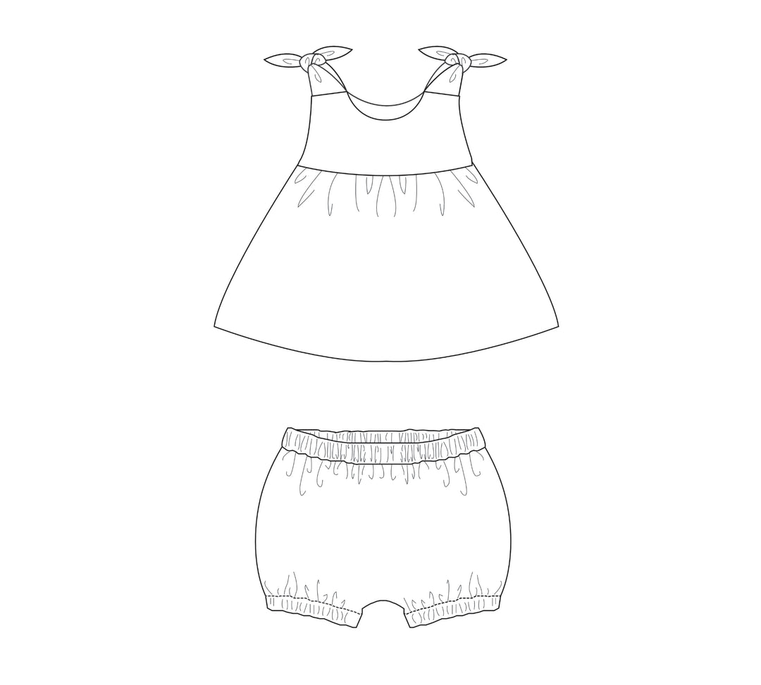 Baby Set Sewing Pattern | Tunic dress & bloomers pants PDF | Sizes 3m–4y | Easy Beginner Outfit | Comfy Baby Clothes