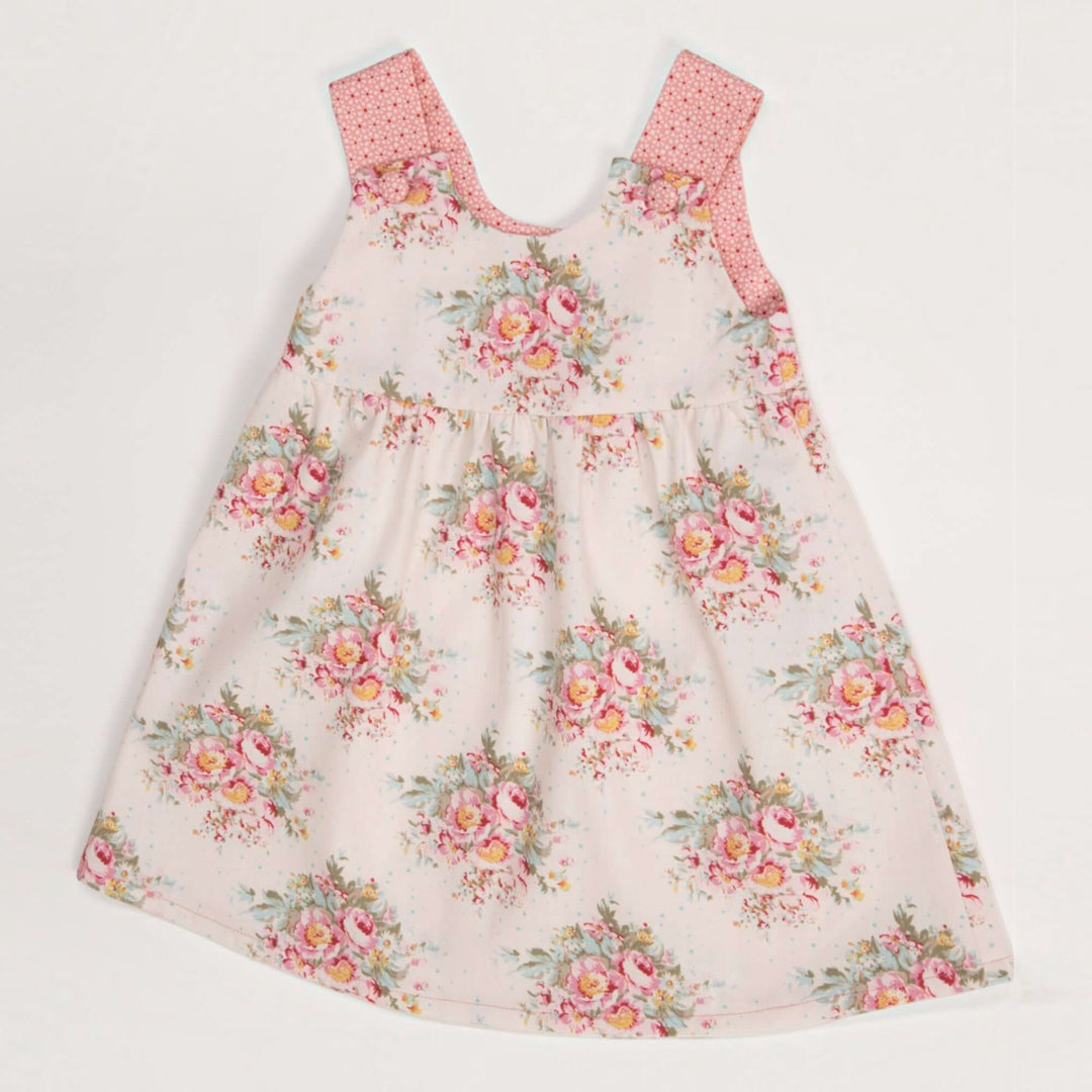 Baby Set PDF Schnittmuster BABY TWINSET – Trägerkleider & Pumphose 50/56–98/104 in floral design for baby dress.