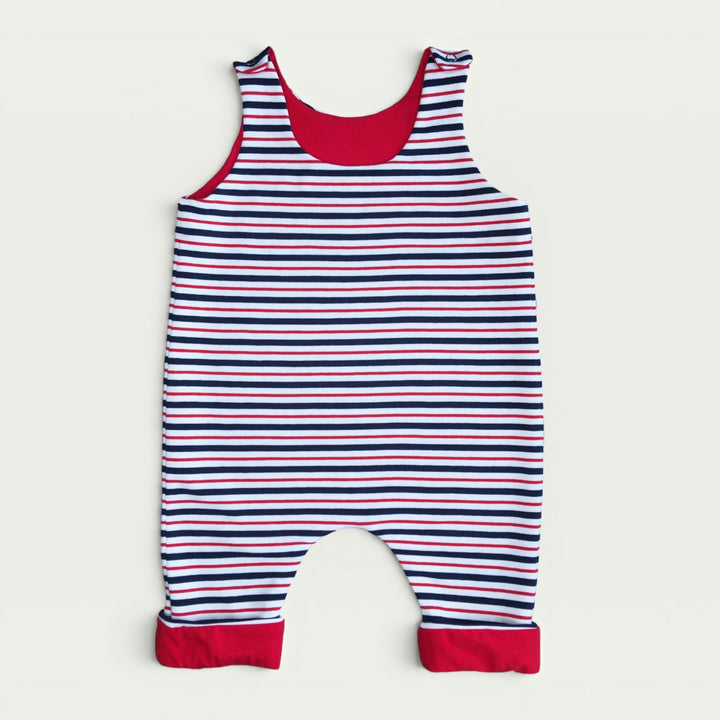 Baby Strampler PDF Schnittmuster LEO – Druckknopfleiste & Beinumschlag 56/62–92/98 gestreifter Baby Romper