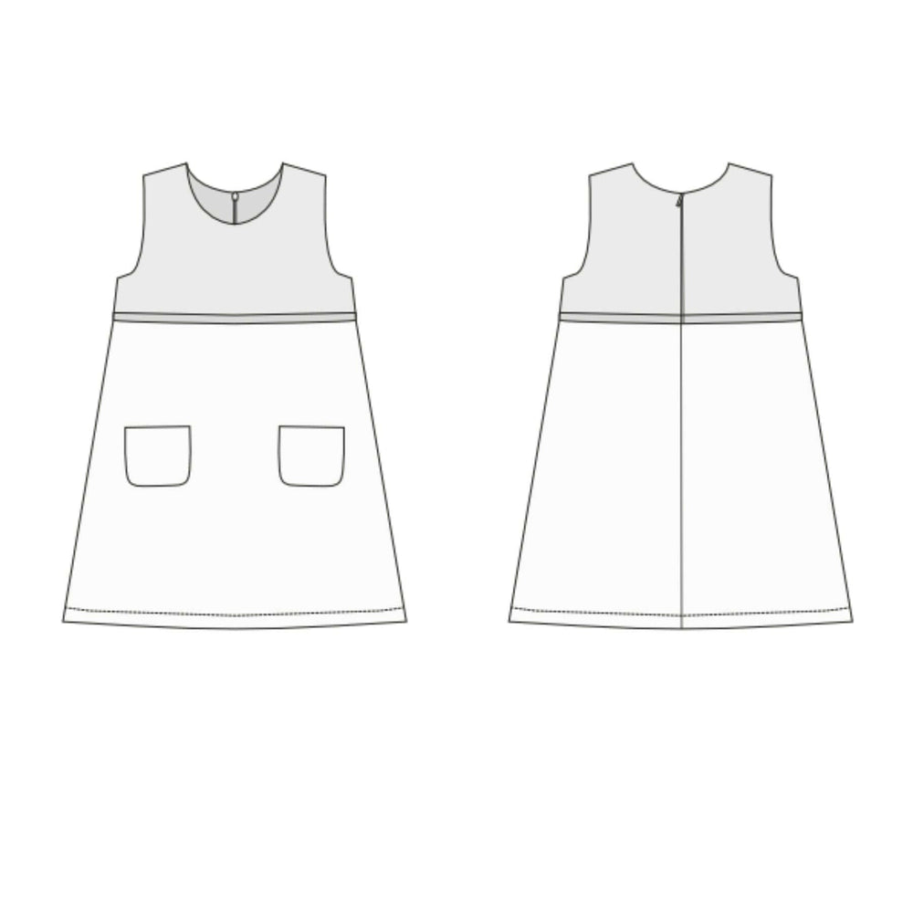 Mädchenkleid PDF Schnittmuster GEMMA – A-Linie mit Reißverschluss 92/98–152/158 Schnittmuster für ärmelloses Kleid