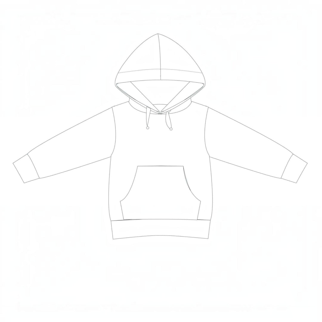 Kinder Hoodie PDF Schnittmuster FLY – 2-in-1 mit Kapuze & Kragen 80/86–140/146 Schnittzeichnung eines Hoodies