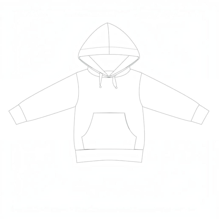 Kinder Hoodie PDF Schnittmuster FLY – 2-in-1 mit Kapuze & Kragen 80/86–140/146 Schnittzeichnung eines Hoodies