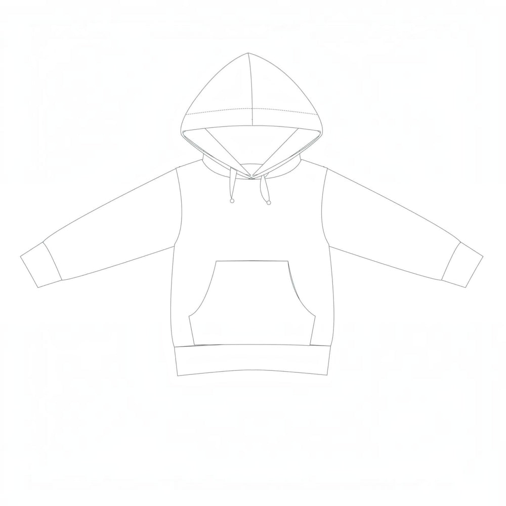 Kinder Hoodie PDF Schnittmuster FLY – 2-in-1 mit Kapuze & Kragen 80/86–140/146 Design Skizze