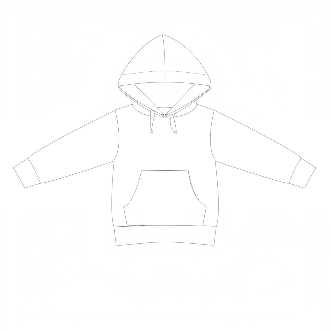 Kinder Hoodie PDF Schnittmuster FLY – 2-in-1 mit Kapuze & Kragen 80/86–140/146 Design Skizze