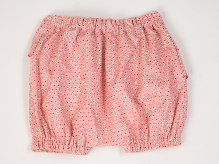 Schnittmuster Baby Twinset Babykleid Hängerchen und Pumphose - rosa Pumphose mit buntem Punktmuster.