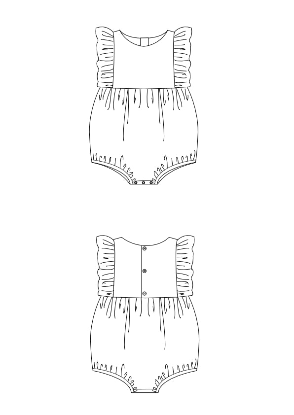 Chiara Schnittmuster Baby Mädchen Bloomer/Kurzoverall  PDF | Sommer-Strampler | Größe 50–92 | Luftig & einfach zu nähen |