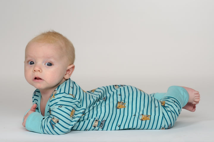 DAVID Baby Strampler Schnittmuster – Fußloser Strampler mit Fäustlingsbündchen 0-4 J