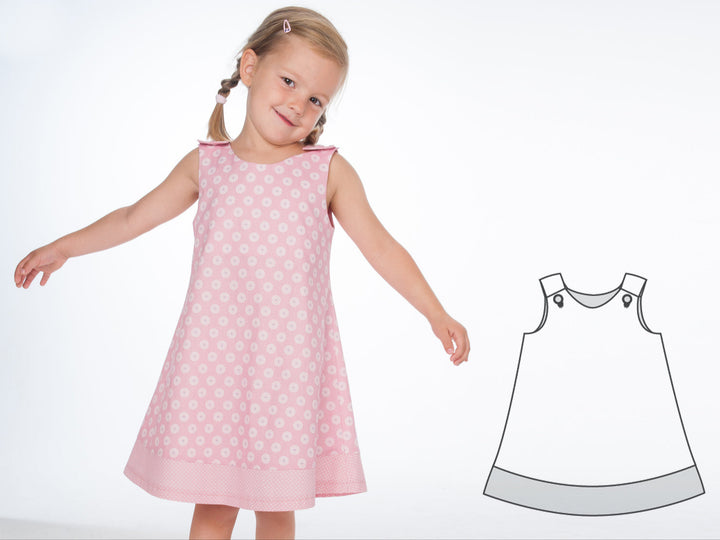 Sewing pattern sets girls' dress/romper Ebook pdf, ANTONIA, JULE and STEFFI from Patternforkids