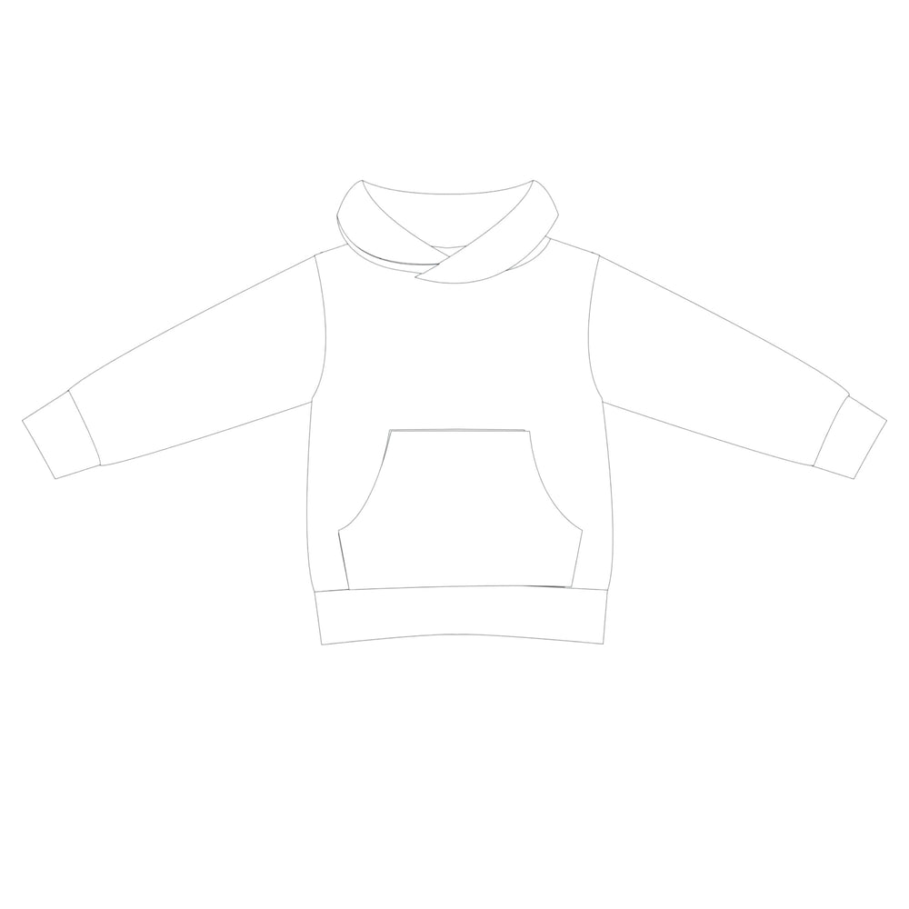 Kinder Hoodie PDF Schnittmuster FLY – 2-in-1 mit Kapuze & Kragen 80/86–140/146 Schnittmusterzeichnung eines Hoodies