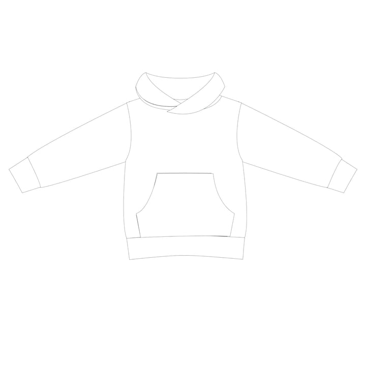 Kinder Hoodie PDF Schnittmuster FLY – 2-in-1 mit Kapuze & Kragen 80/86–140/146 Schnittmusterzeichnung eines Hoodies