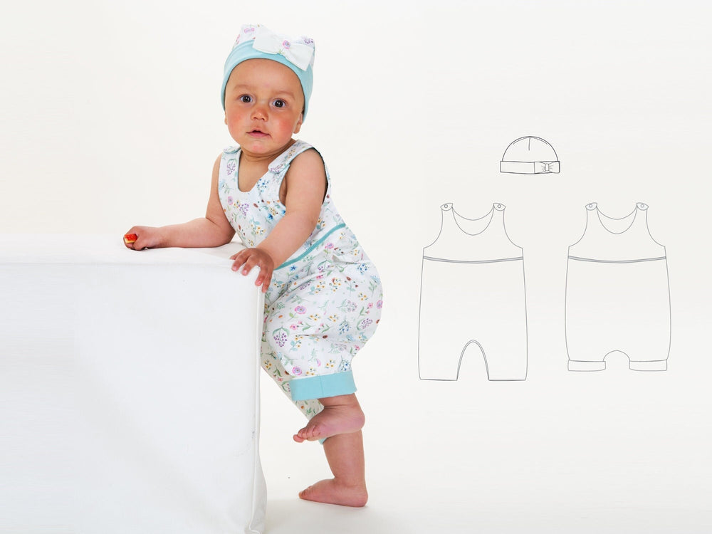 Digital Sewing Pattern Baby Romper Tutorial Beginner Friendly Project Complete Photo Instructions Printable PDF Download Multiple Size Options Summer Infant Outfit Design Easy Step Guide Beautiful Handmade Clothes Making Guide Perfect