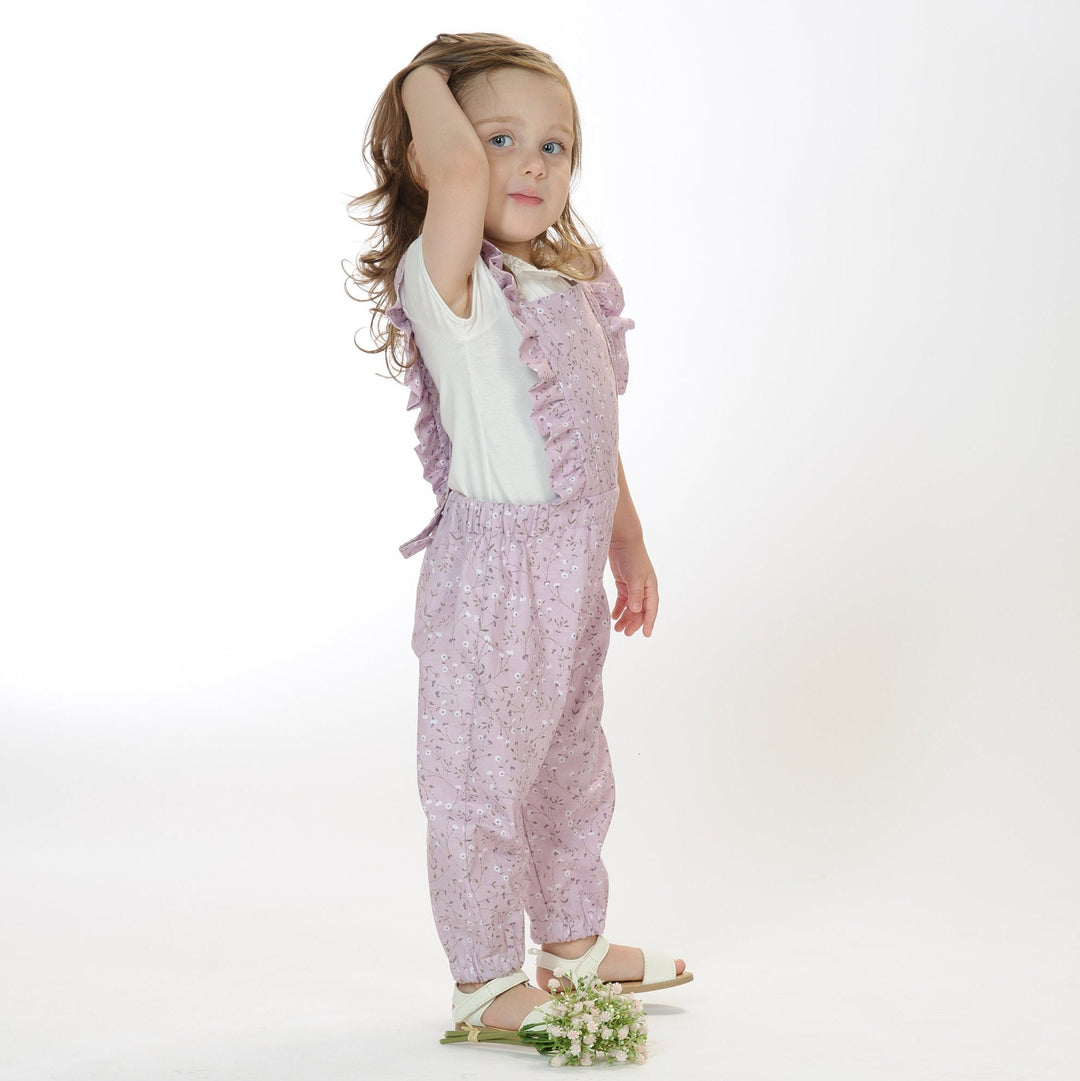 Children Ruffle Overalls Pattern Digital Download Format Sewing Tutorial Crossed Back Style Button Detail Construction Elastic Waist Feature Photo Instructions Guide Multiple Sizes Available Complete Project Intermediate Level