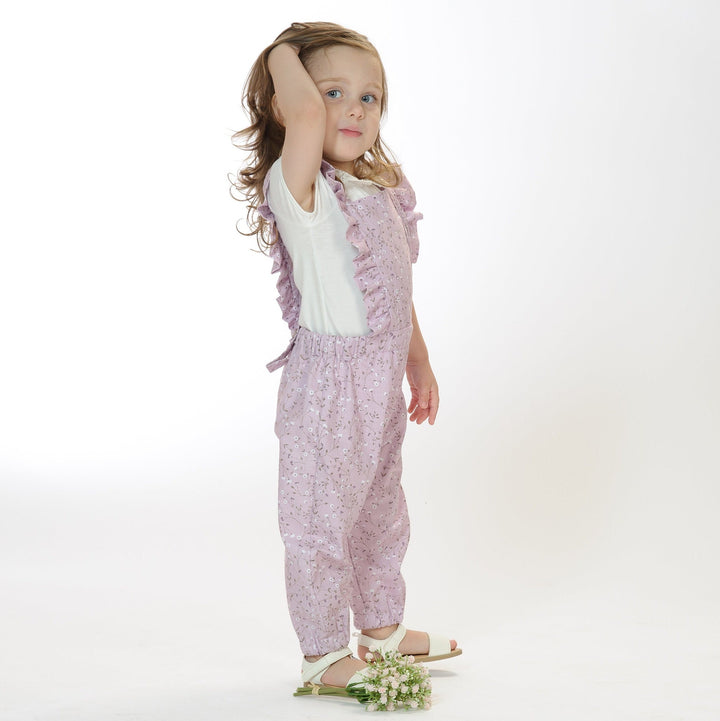 Children Ruffle Overalls Pattern Digital Download Format Sewing Tutorial Crossed Back Style Button Detail Construction Elastic Waist Feature Photo Instructions Guide Multiple Sizes Available Complete Project Intermediate Level