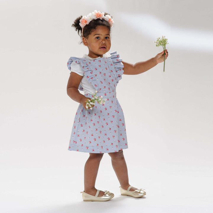 Ruffled Pinafore Dress Pattern Sewing Tutorial Beginner Friendly Design Children Pinafore Style Elastic Waist Construction Gathered Skirt Detail Multiple Sizes Available Baby Through Child Complete Instructions Photo Guide